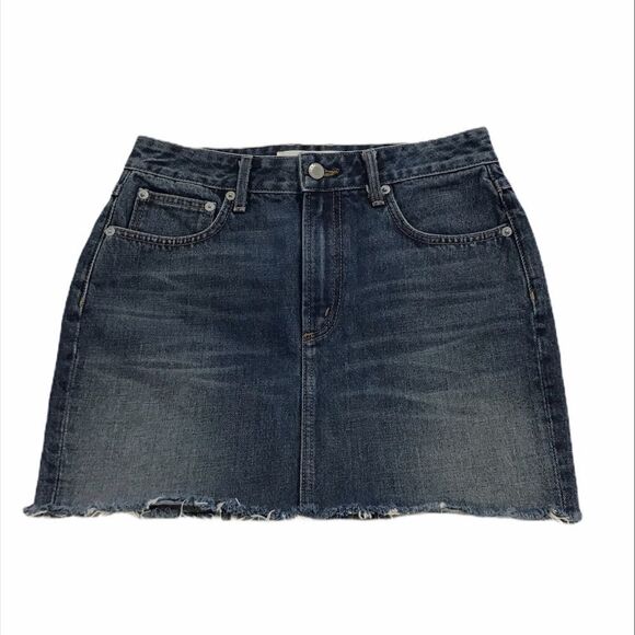 Tularosa Denim Mini Skirt Aubrey Raw Hem Jean Mini Skirt New Size 26 - Picture 1 of 9